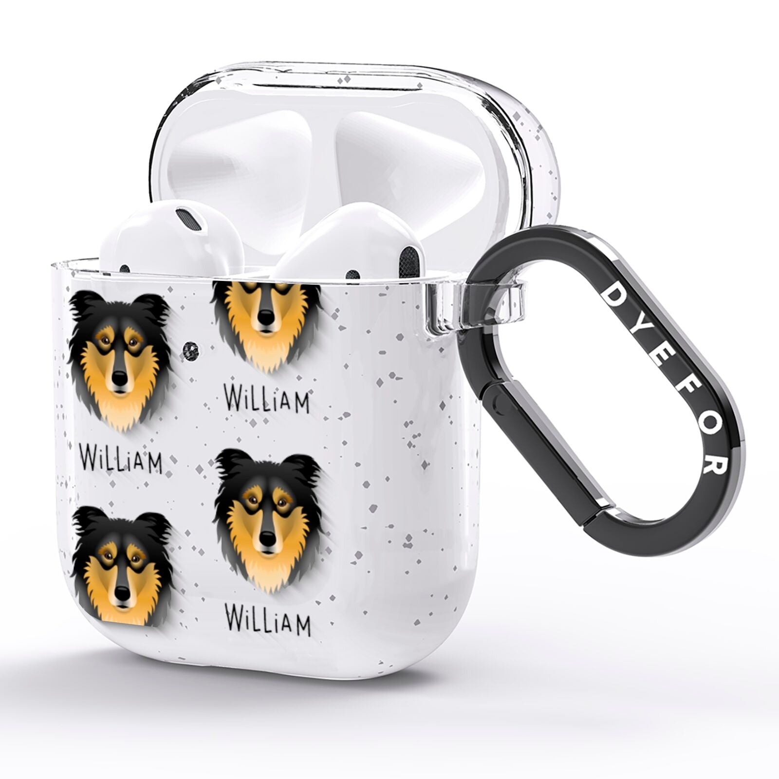 Rough Collie Icon with Name AirPods Glitter Case Side Image