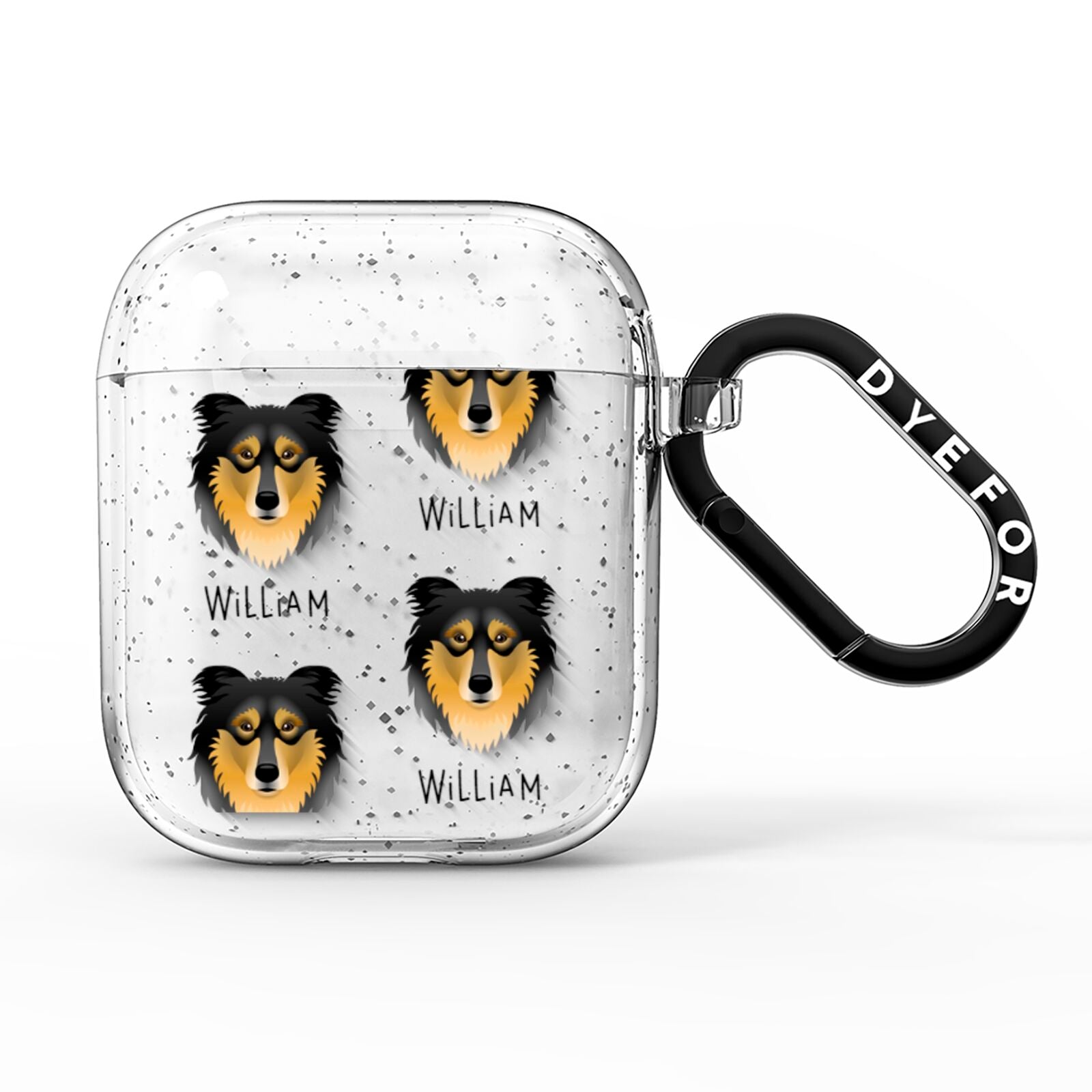 Rough Collie Icon with Name AirPods Glitter Case