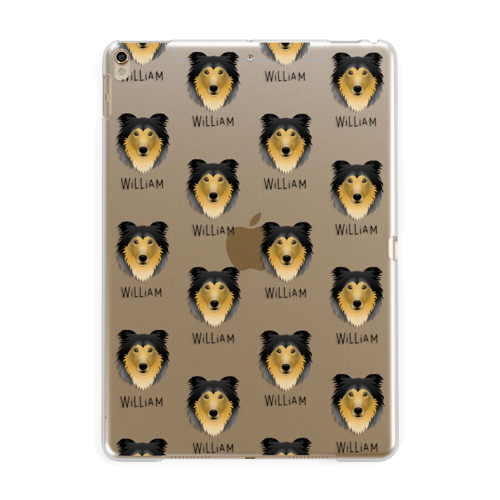 Rough Collie Icon with Name Apple iPad Gold Case