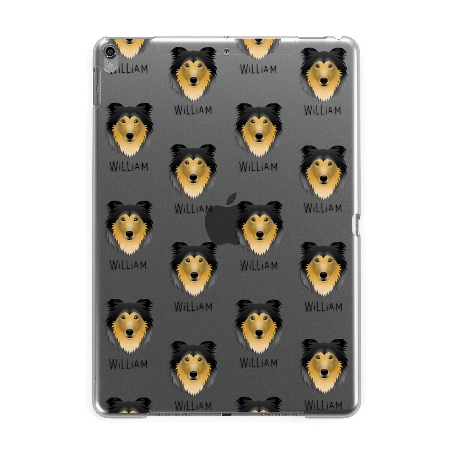 Rough Collie Icon with Name Apple iPad Grey Case