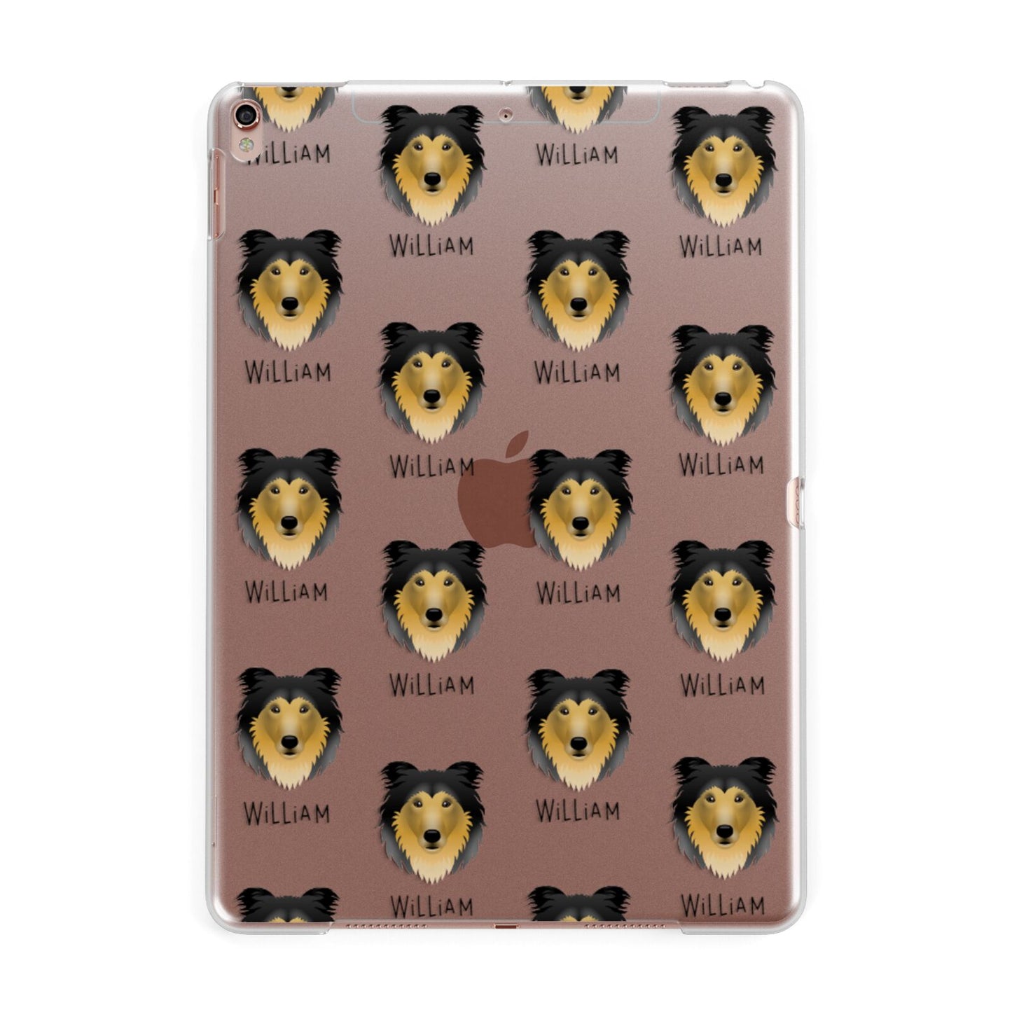 Rough Collie Icon with Name Apple iPad Rose Gold Case