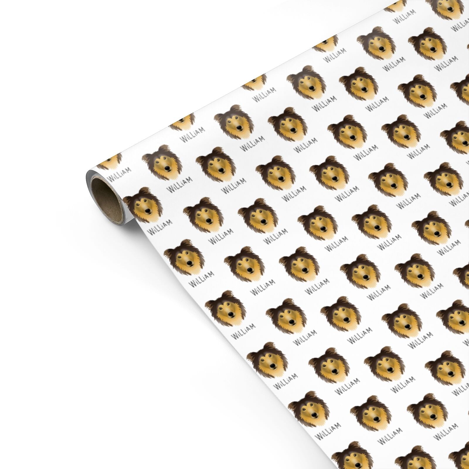 Rough Collie Icon with Name Personalised Gift Wrap