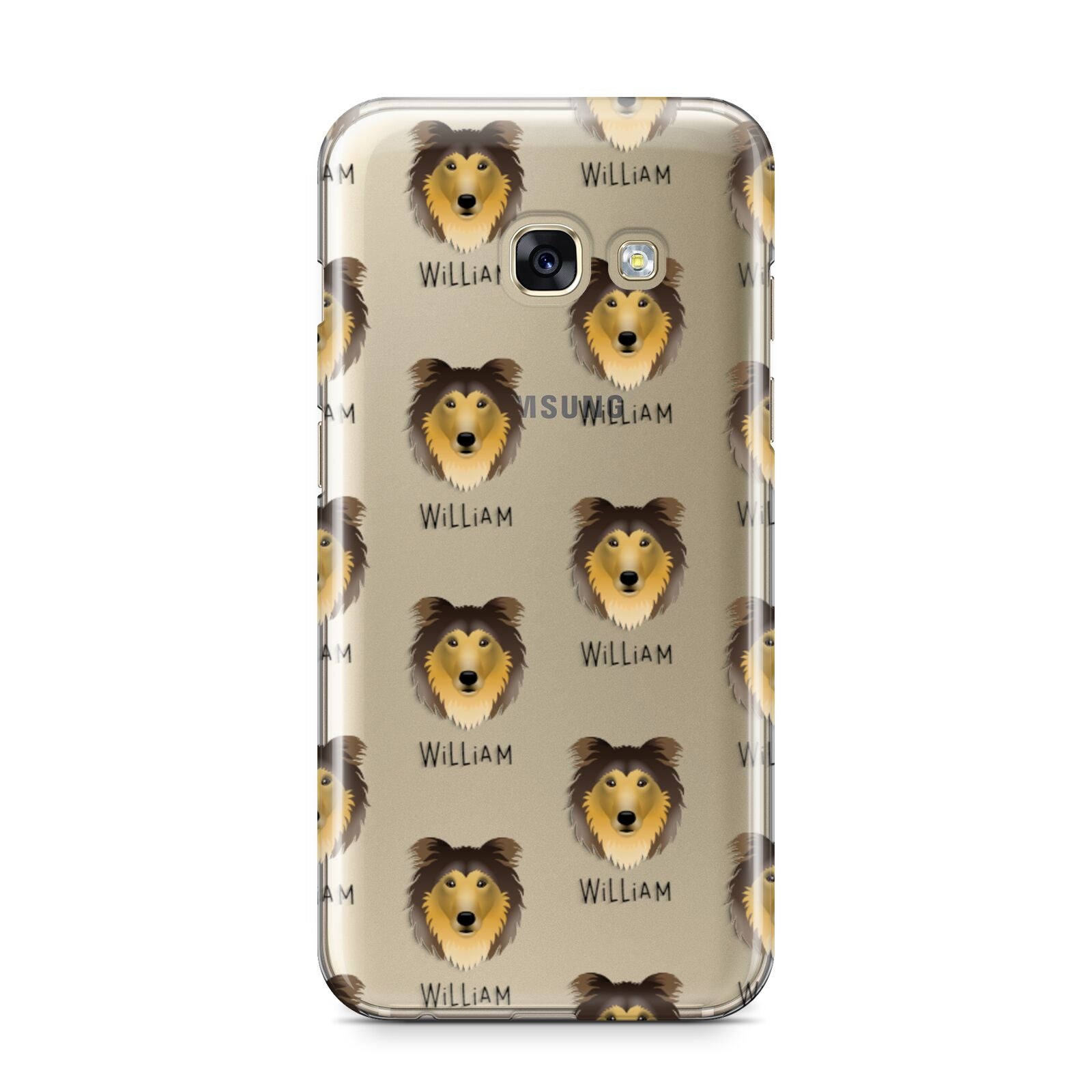 Rough Collie Icon with Name Samsung Galaxy A3 2017 Case on gold phone