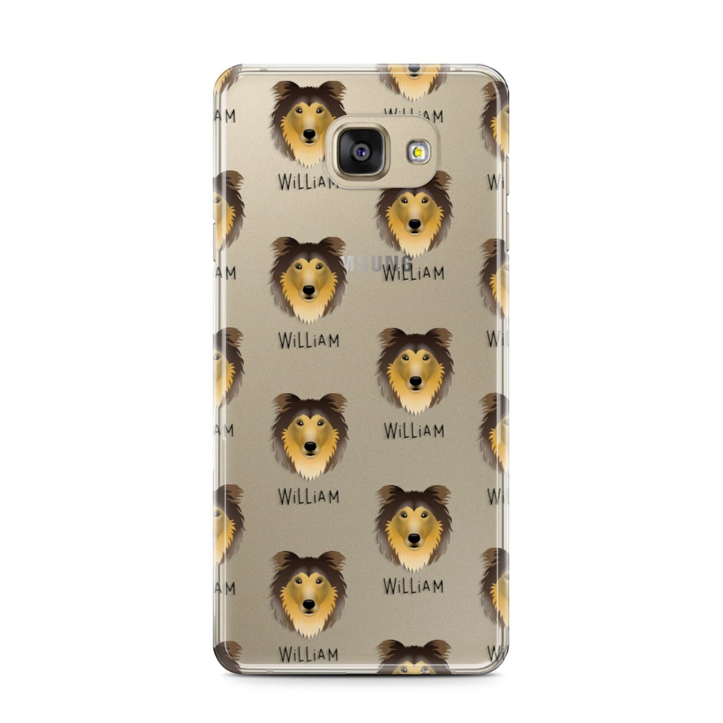 Rough Collie Icon with Name Samsung Galaxy A7 2016 Case on gold phone