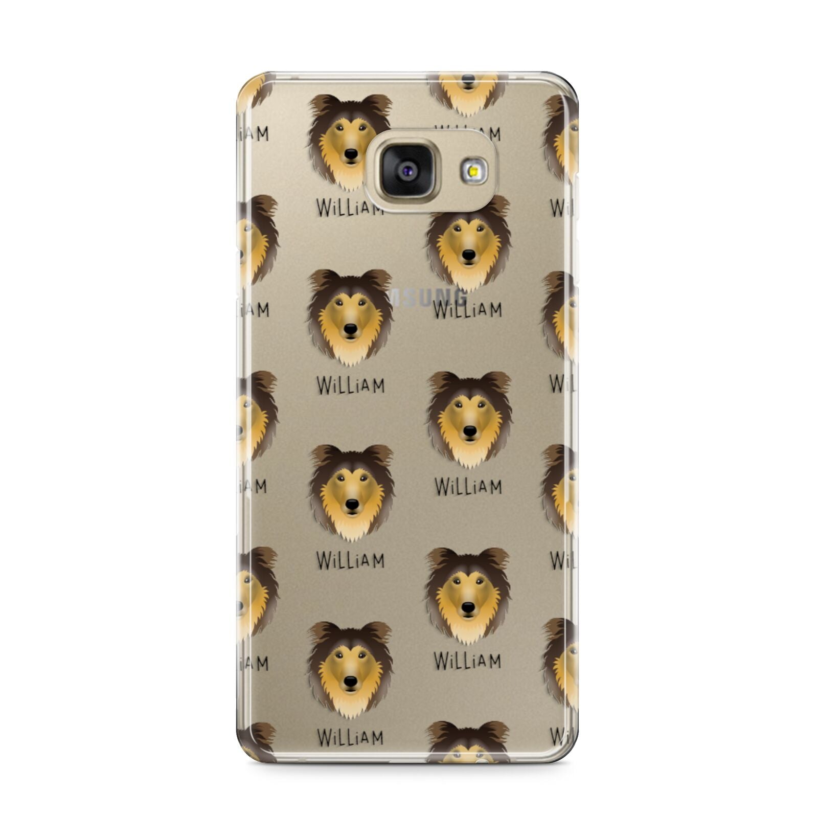 Rough Collie Icon with Name Samsung Galaxy A9 2016 Case on gold phone