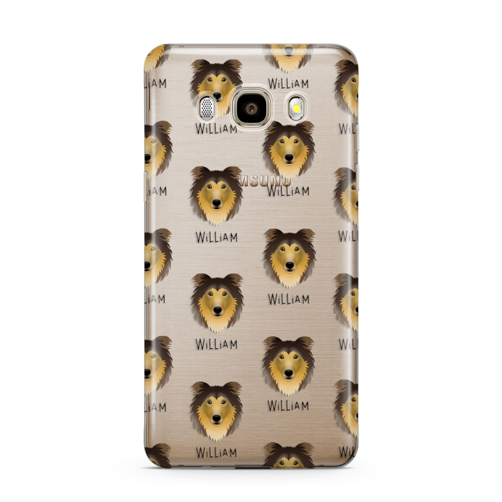 Rough Collie Icon with Name Samsung Galaxy J7 2016 Case on gold phone