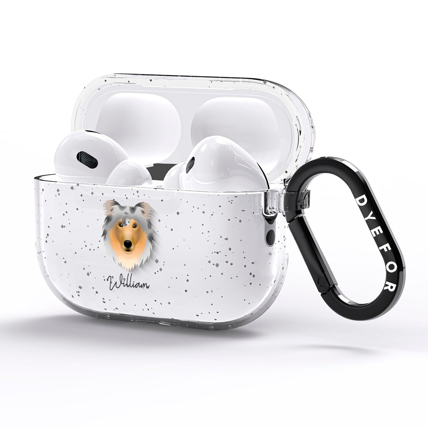 Rough Collie Personalised AirPods Pro Glitter Case Side Image