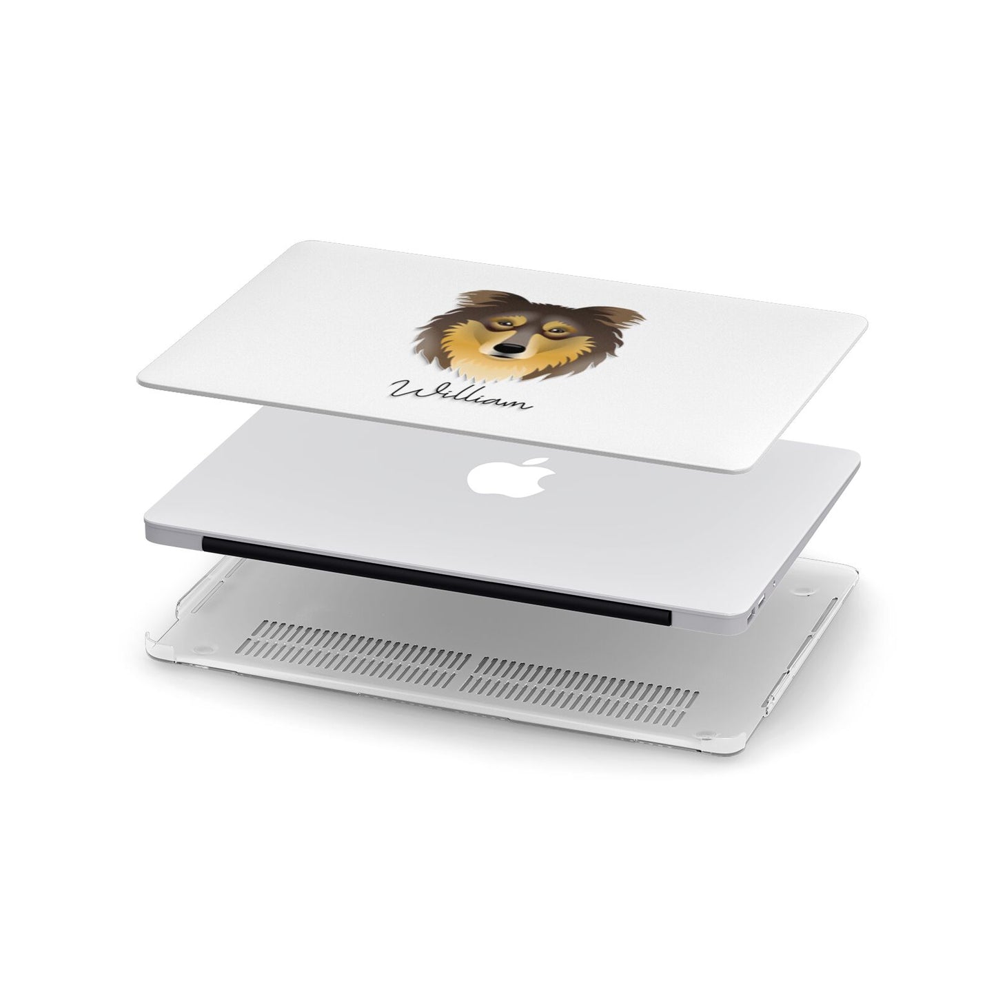 Rough Collie Personalised Apple MacBook Case in Detail