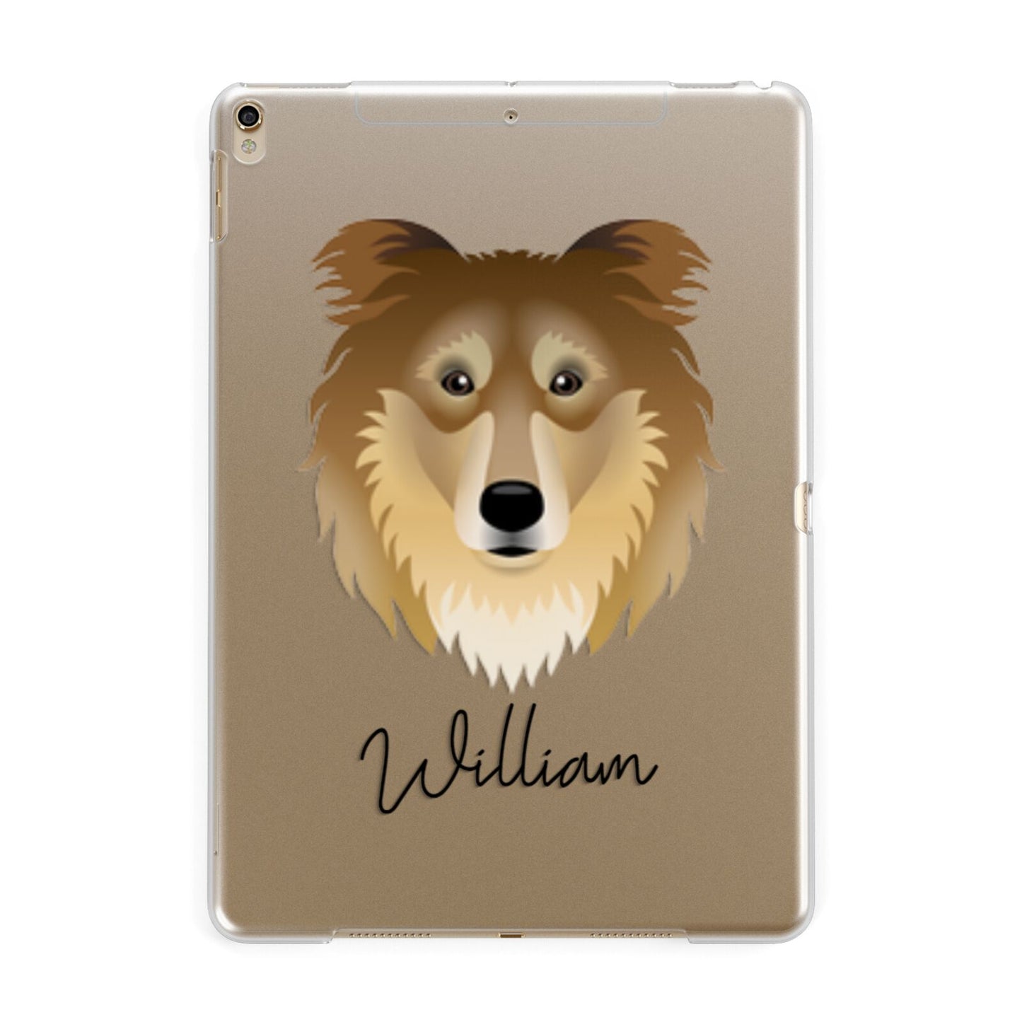 Rough Collie Personalised Apple iPad Gold Case