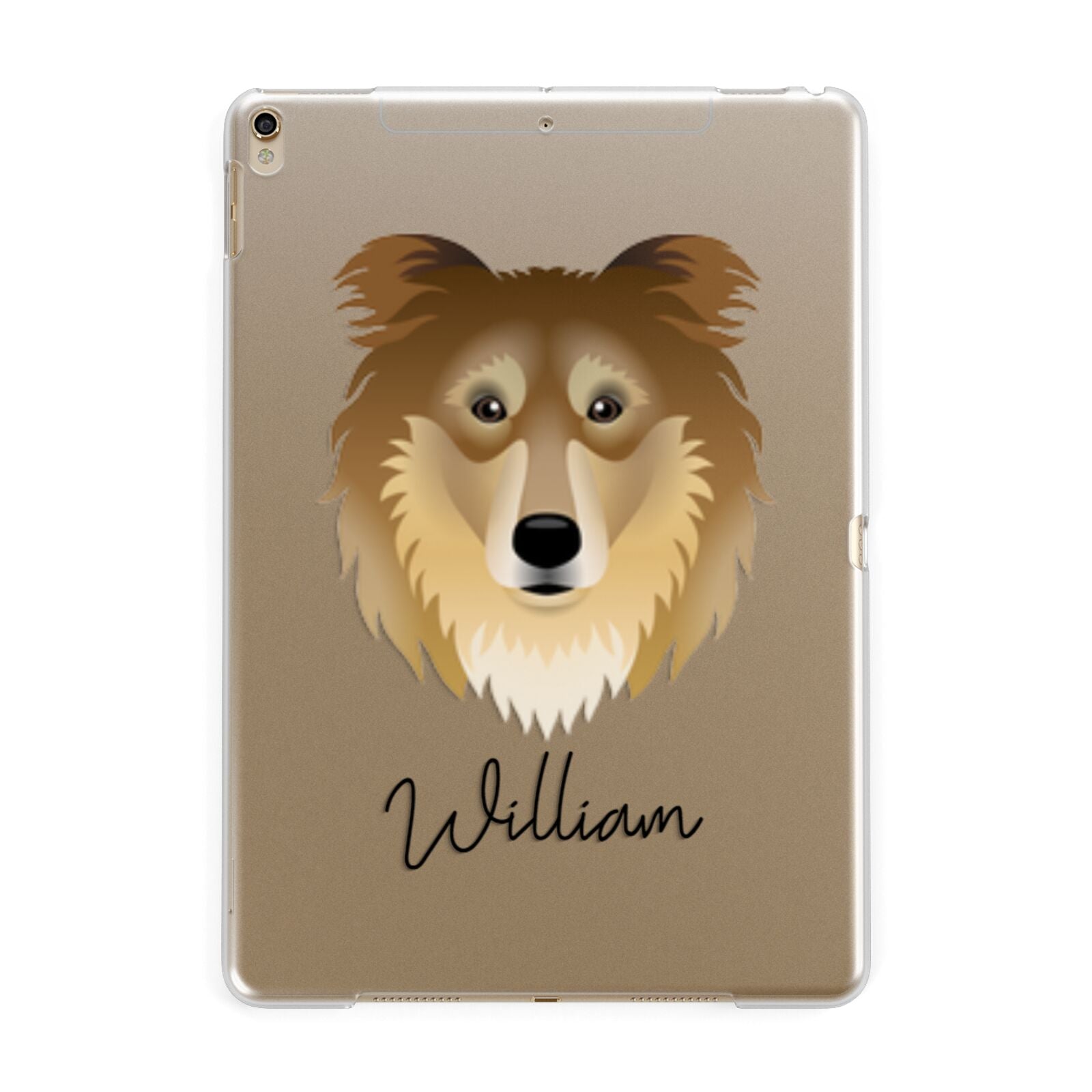 Rough Collie Personalised Apple iPad Gold Case