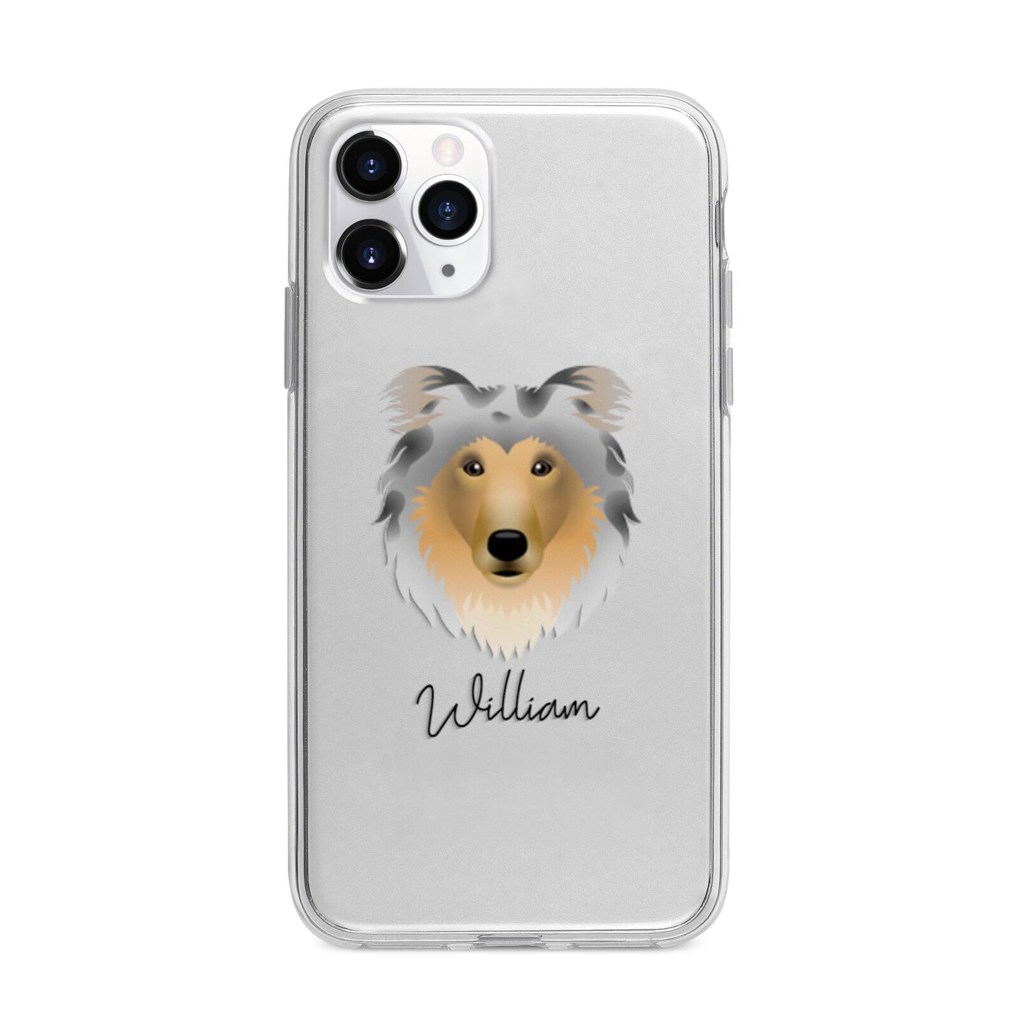 Rough Collie Personalised Apple iPhone 11 Pro Max in Silver with Bumper Case