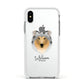 Rough Collie Personalised Apple iPhone Xs Impact Case White Edge on Silver Phone