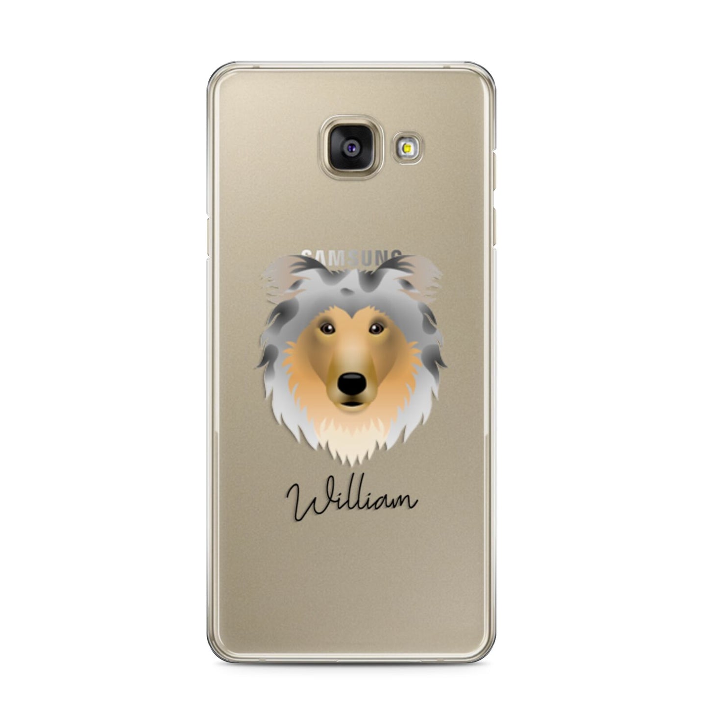 Rough Collie Personalised Samsung Galaxy A3 2016 Case on gold phone