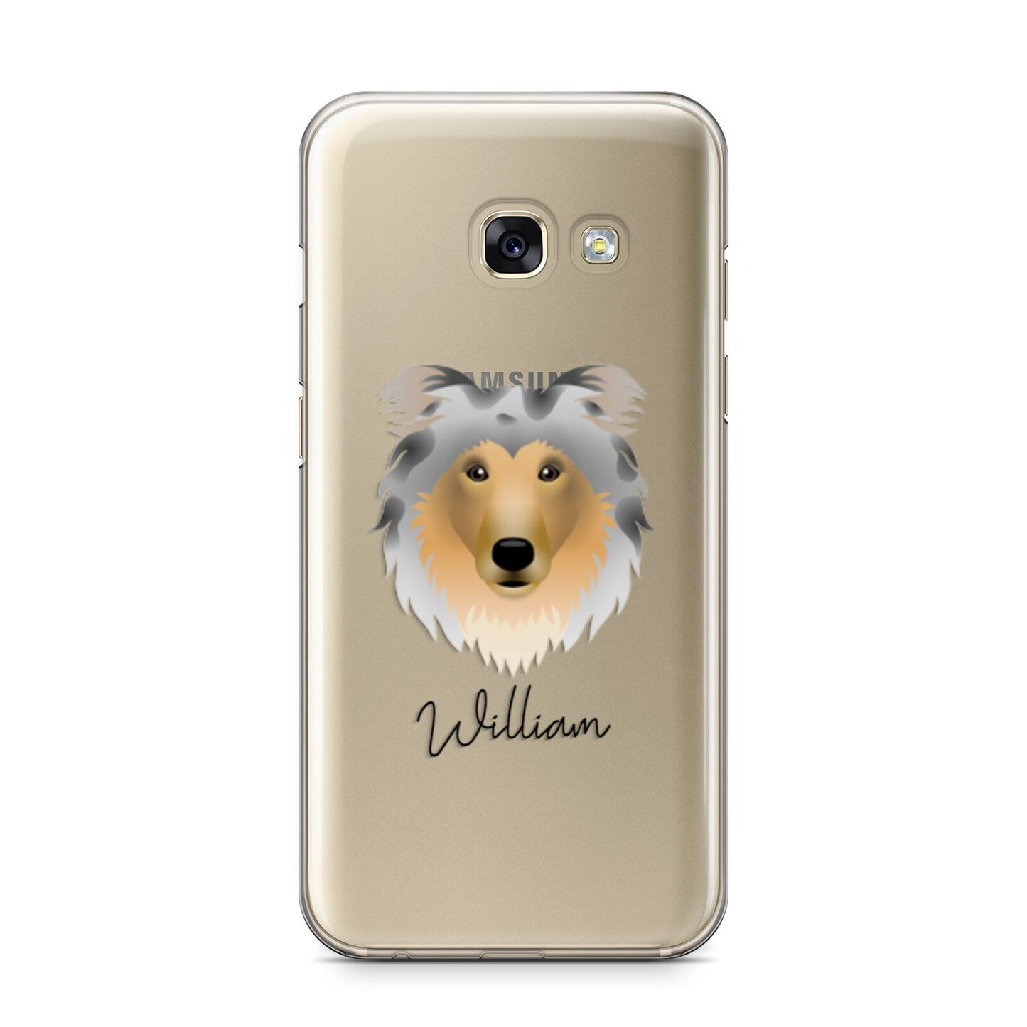 Rough Collie Personalised Samsung Galaxy A3 2017 Case on gold phone