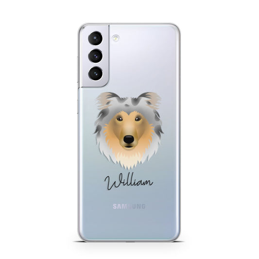Rough Collie Personalised Samsung S21 Plus Phone Case