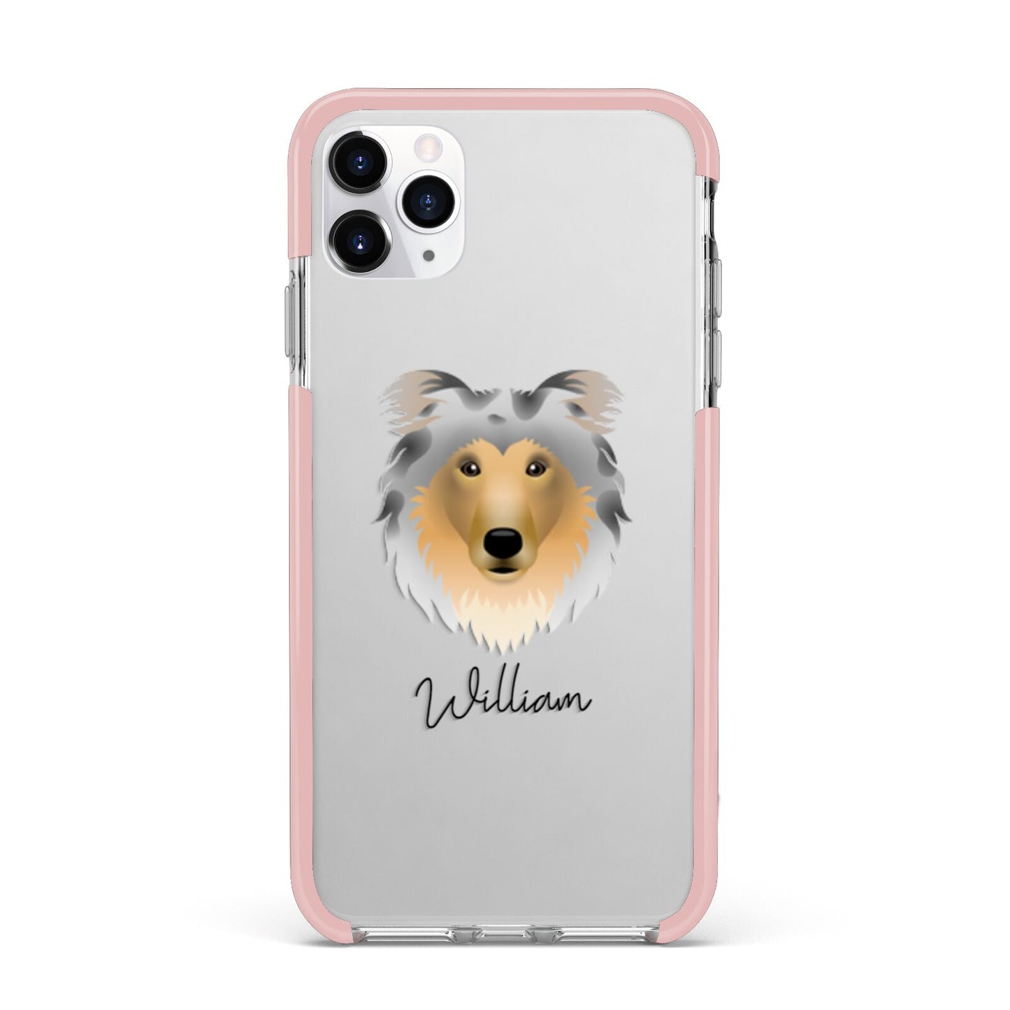 Rough Collie Personalised iPhone 11 Pro Max Impact Pink Edge Case