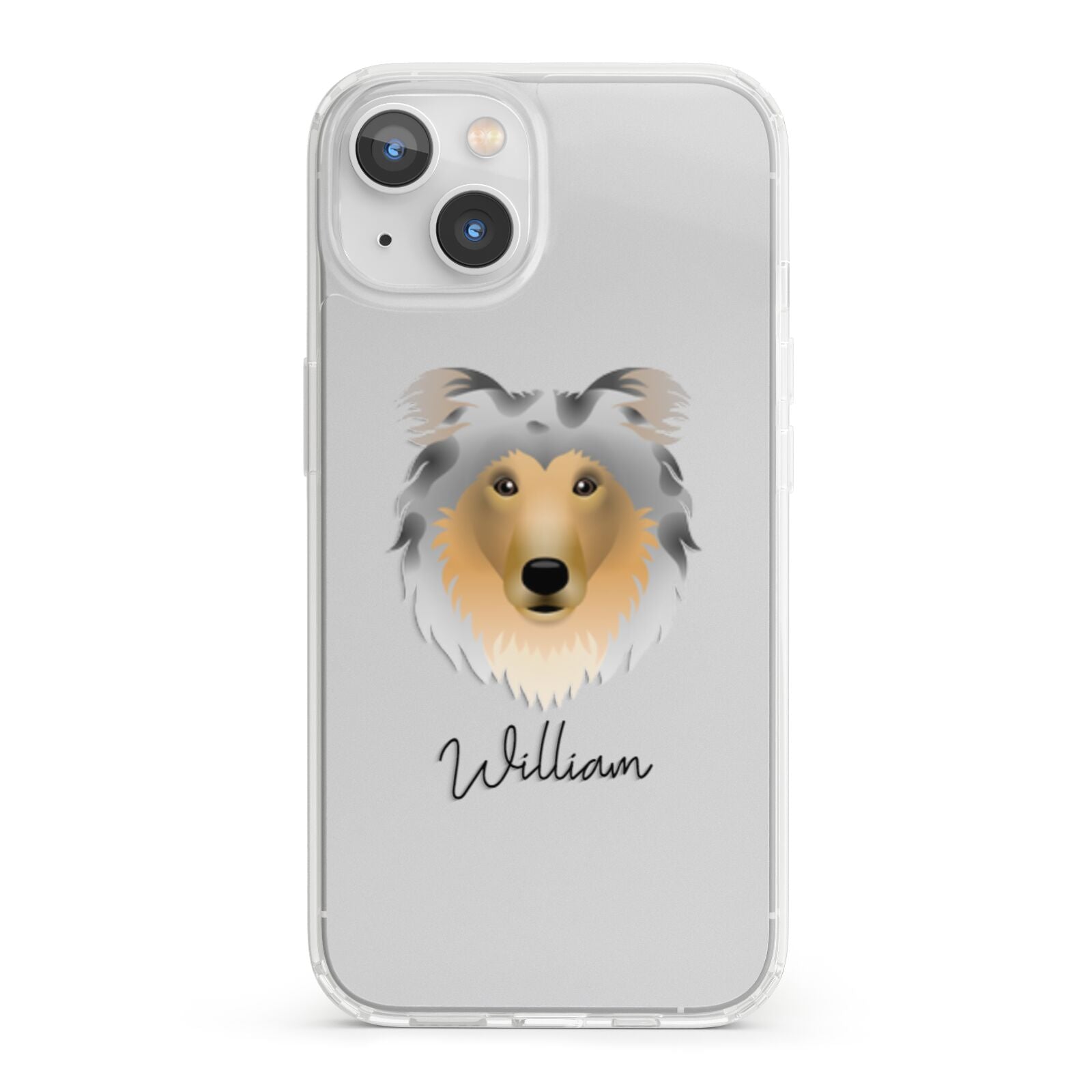 Rough Collie Personalised iPhone 13 Clear Bumper Case
