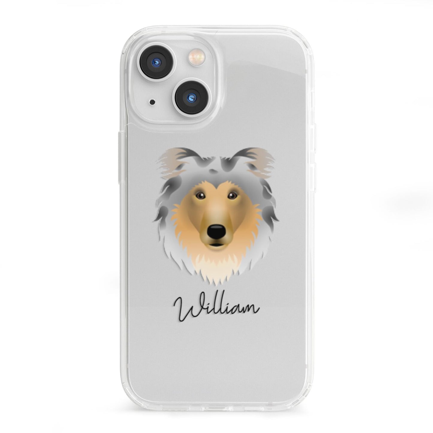 Rough Collie Personalised iPhone 13 Mini Clear Bumper Case