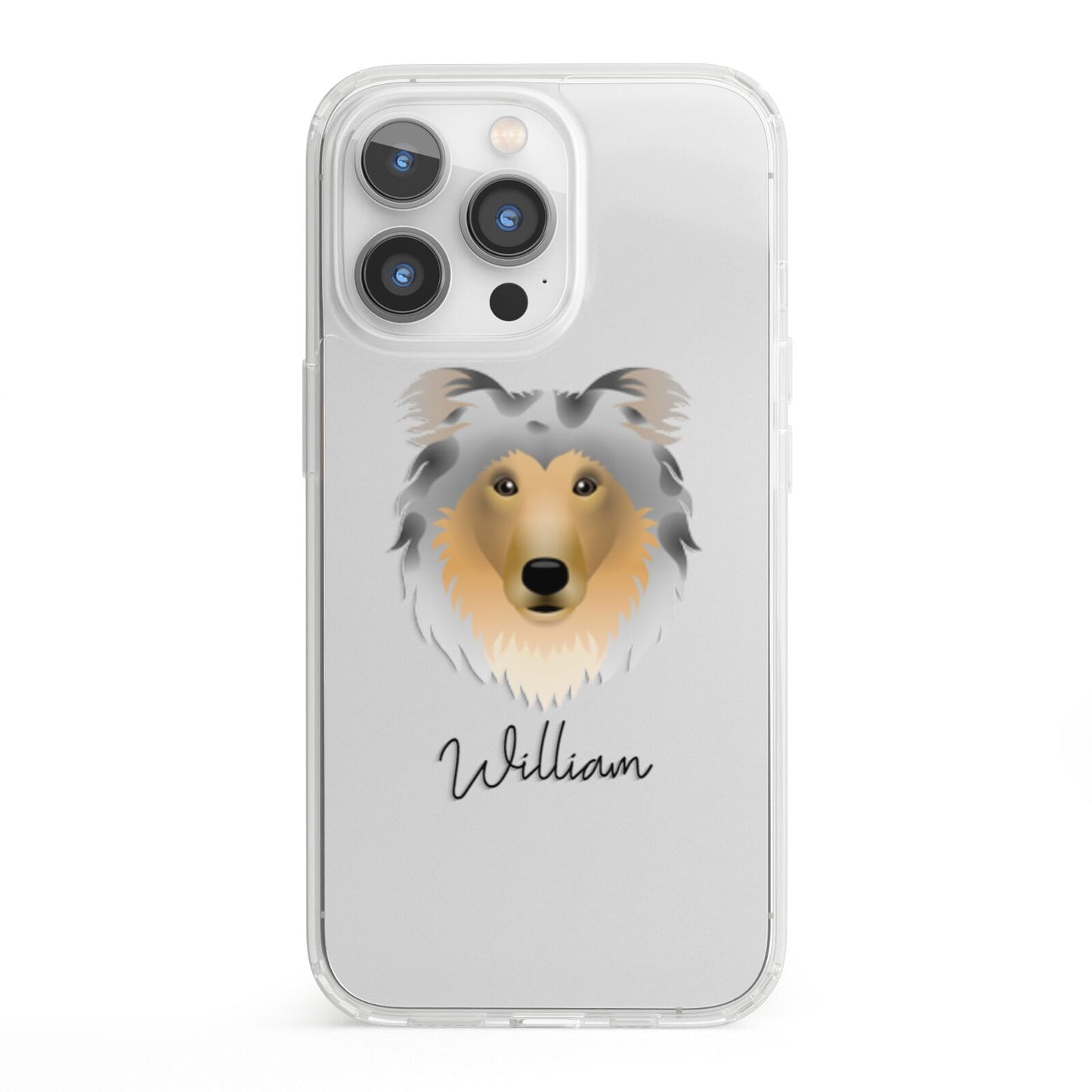 Rough Collie Personalised iPhone 13 Pro Clear Bumper Case