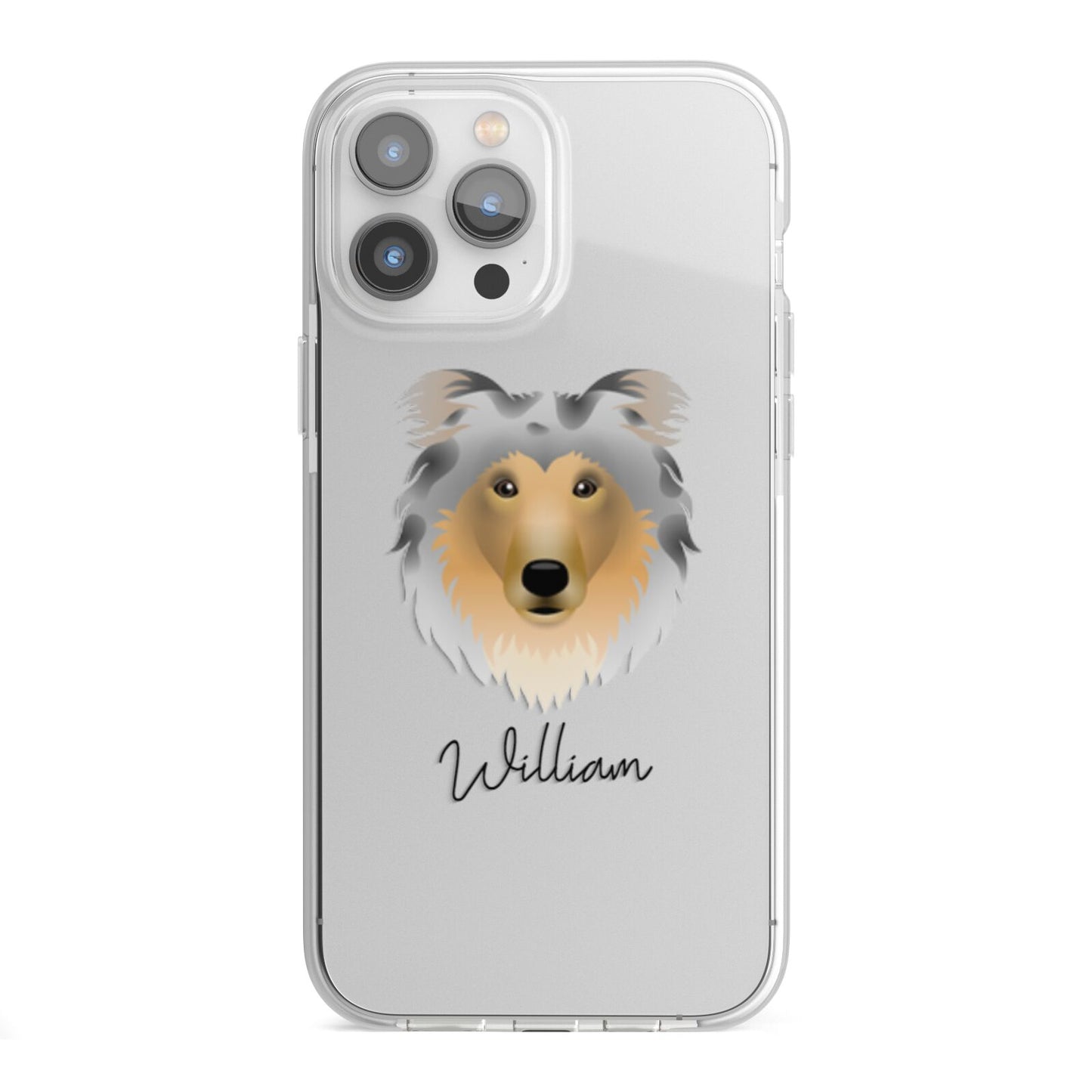 Rough Collie Personalised iPhone 13 Pro Max TPU Impact Case with White Edges