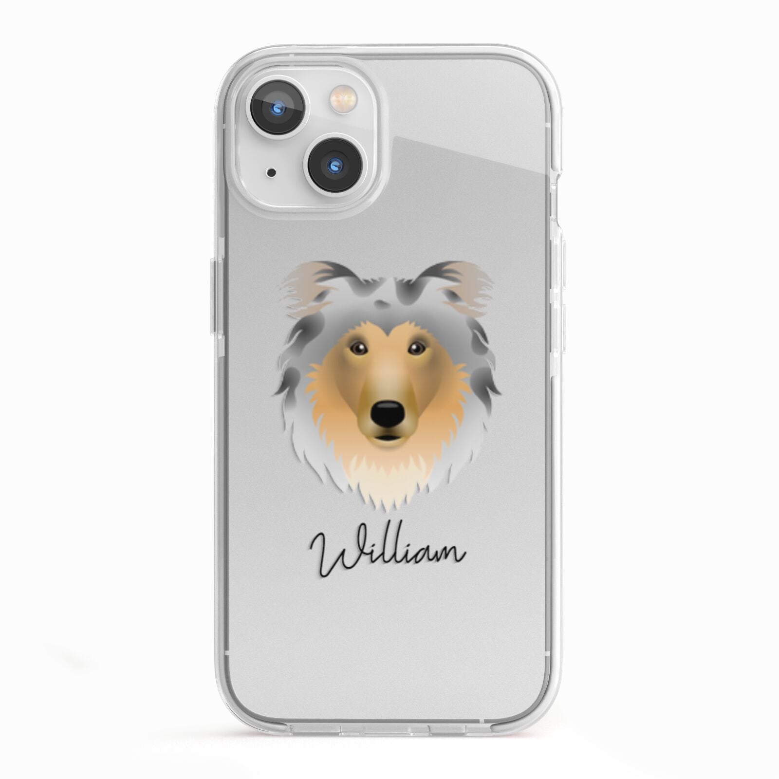Rough Collie Personalised iPhone 13 TPU Impact Case with White Edges