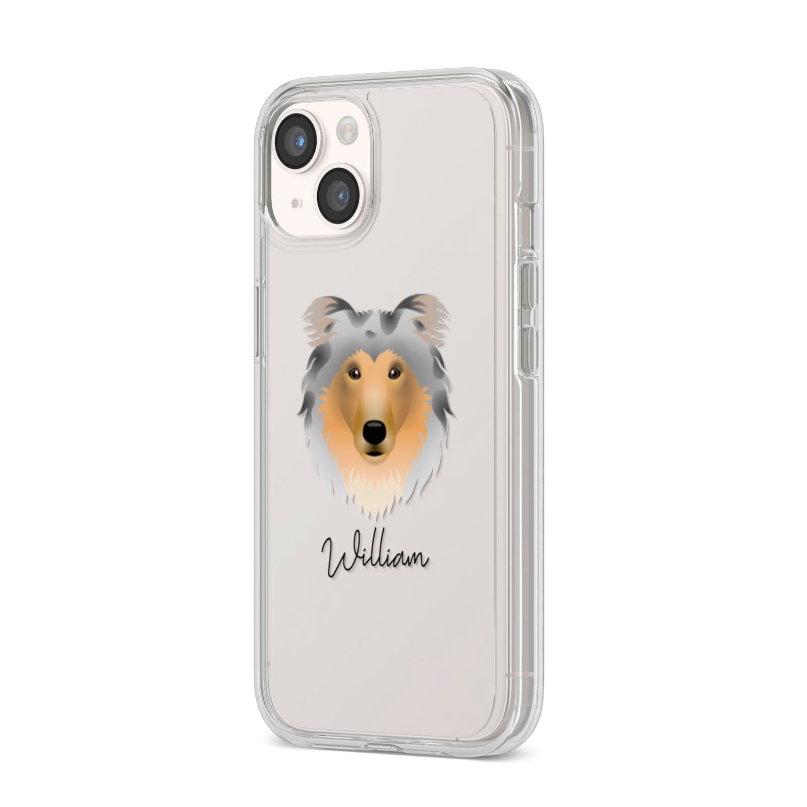 Rough Collie Personalised iPhone 14 Clear Tough Case Starlight Angled Image