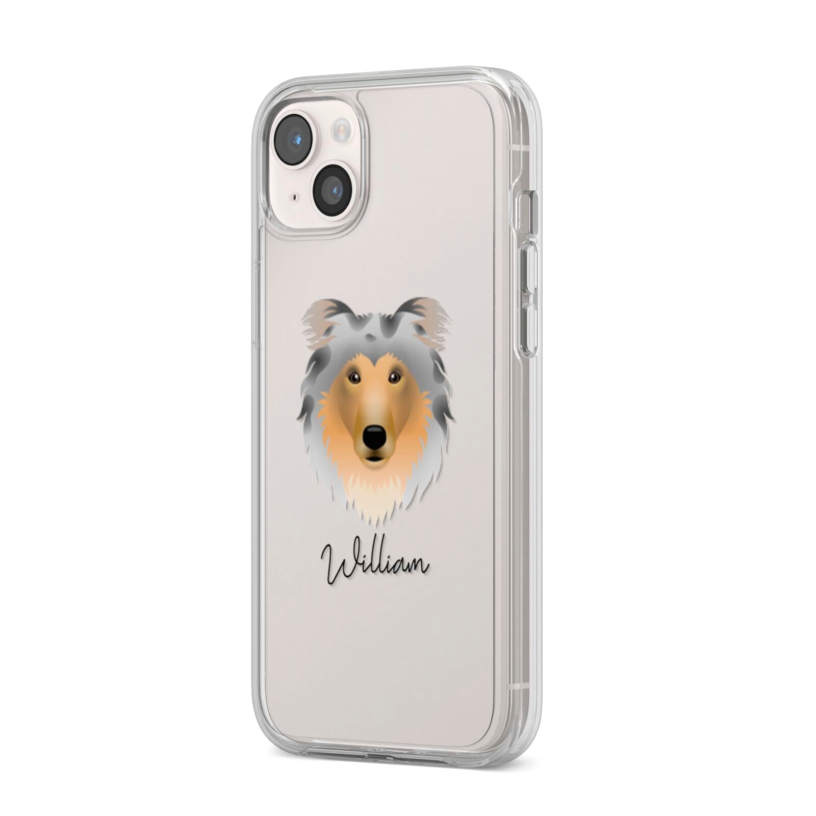 Rough Collie Personalised iPhone 14 Plus Clear Tough Case Starlight Angled Image