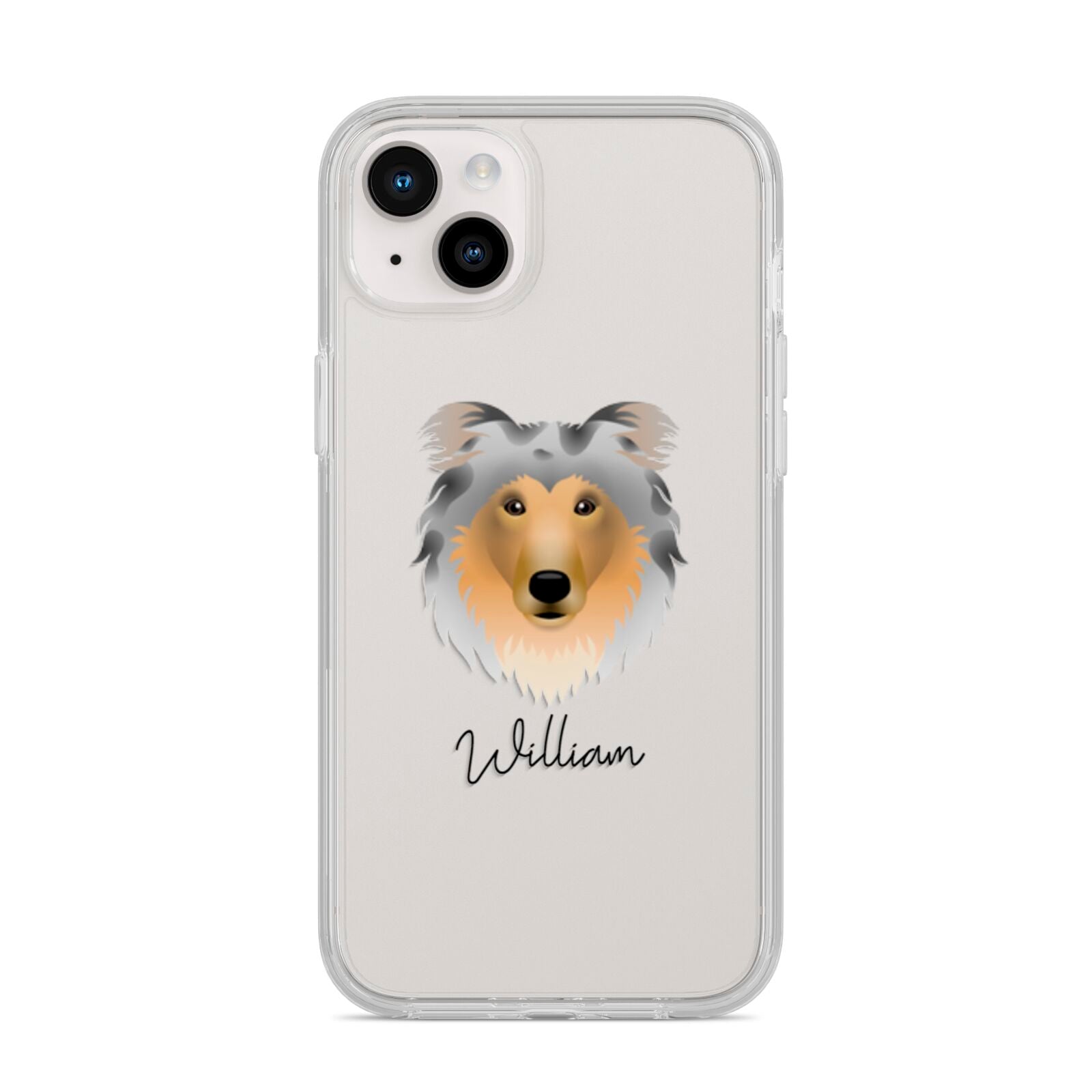Rough Collie Personalised iPhone 14 Plus Clear Tough Case Starlight