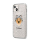Rough Collie Personalised iPhone 14 Plus Glitter Tough Case Starlight Angled Image