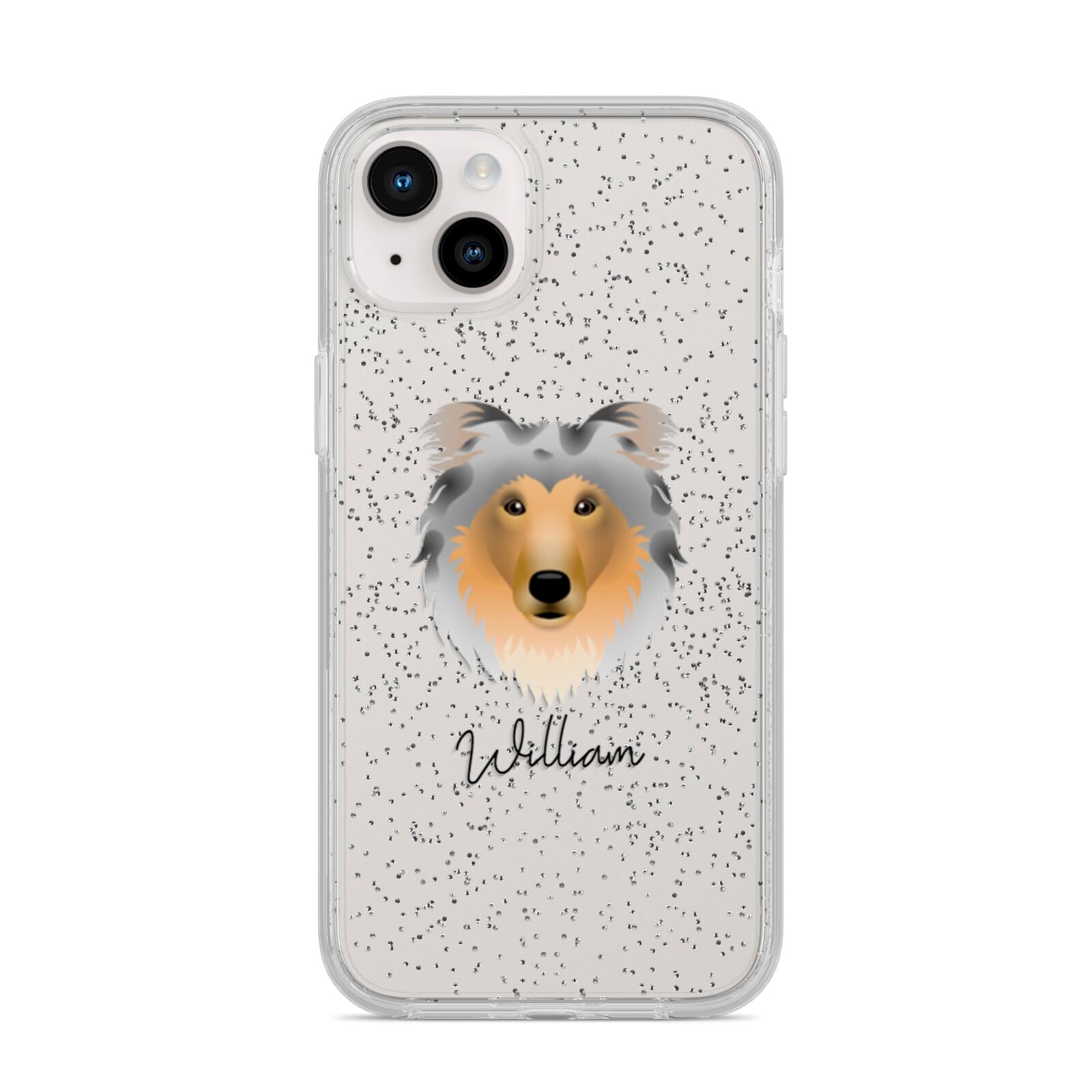 Rough Collie Personalised iPhone 14 Plus Glitter Tough Case Starlight