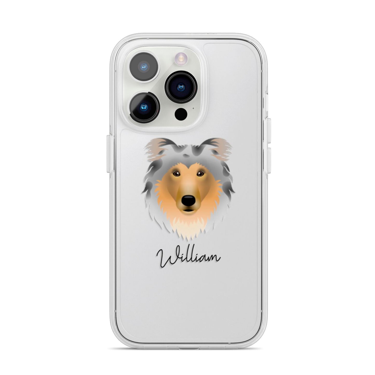 Rough Collie Personalised iPhone 14 Pro Clear Tough Case Silver