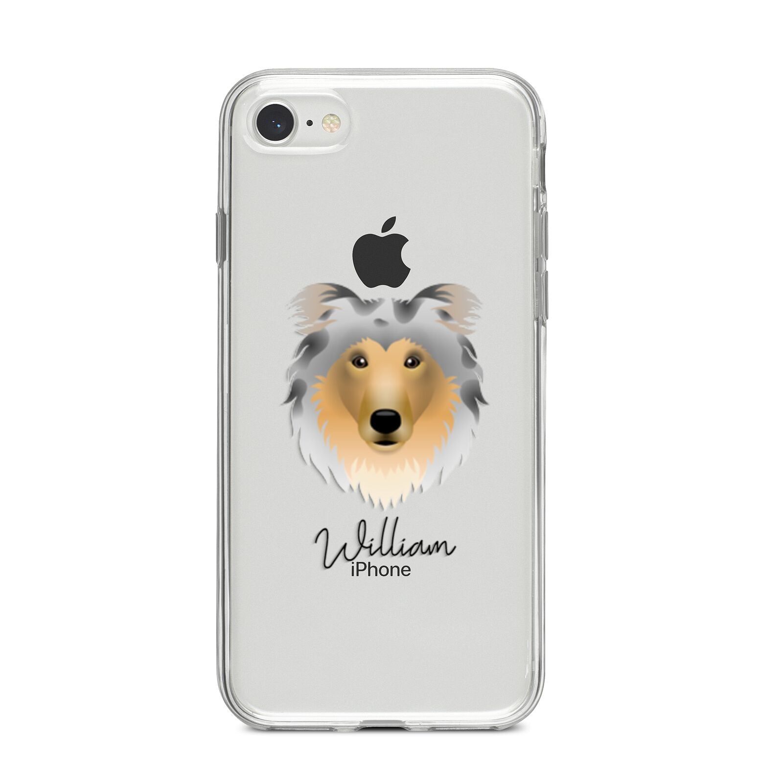 Rough Collie Personalised iPhone 8 Bumper Case on Silver iPhone