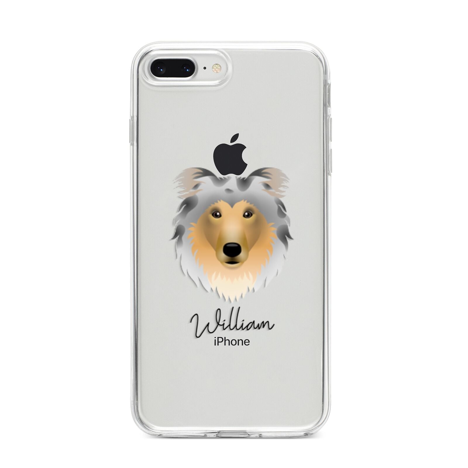 Rough Collie Personalised iPhone 8 Plus Bumper Case on Silver iPhone