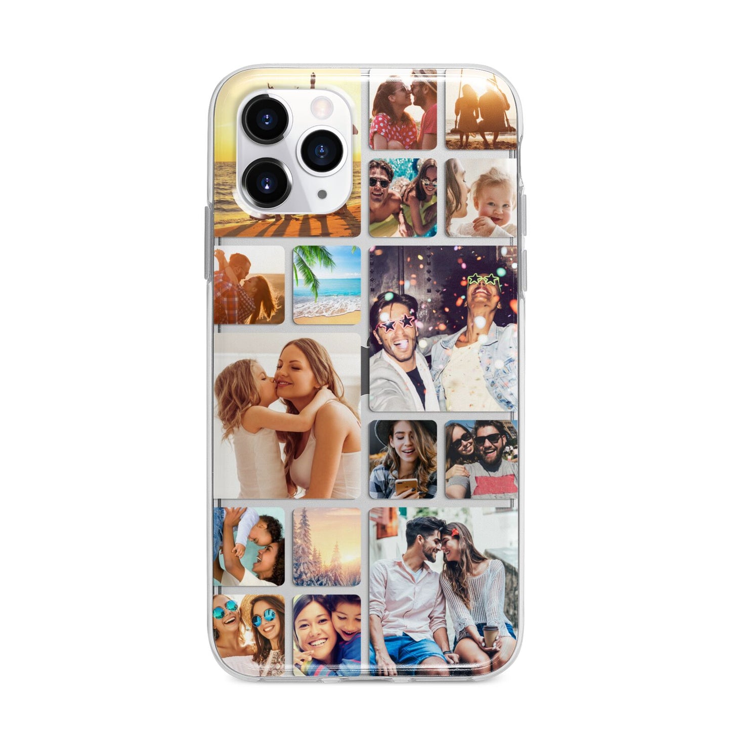 Round Edged Photo Montage Upload Apple iPhone 11 Pro Max in Silver with Bumper Case