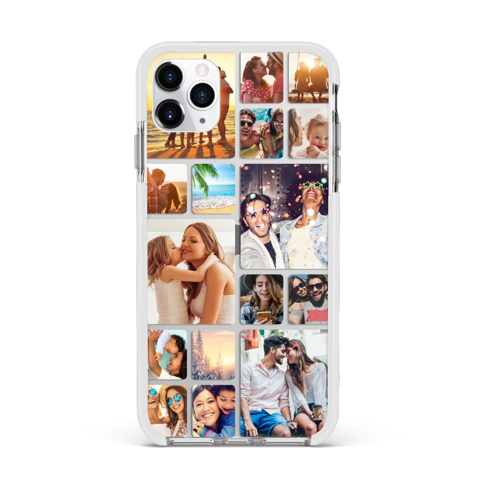 Round Edged Photo Montage Upload Apple iPhone 11 Pro Max in Silver with White Impact Case
