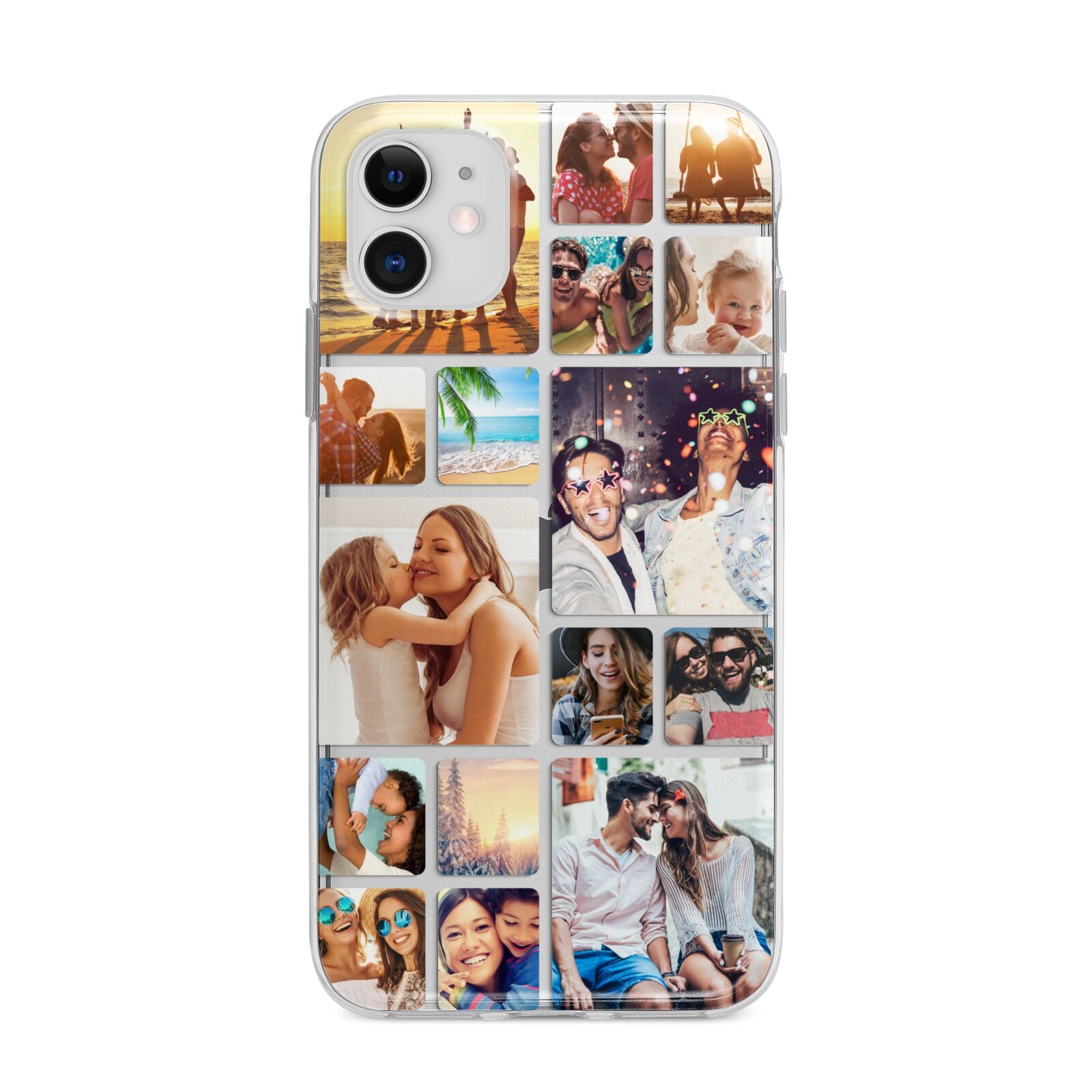 Round Edged Photo Montage Upload Apple iPhone 11 in White with Bumper Case