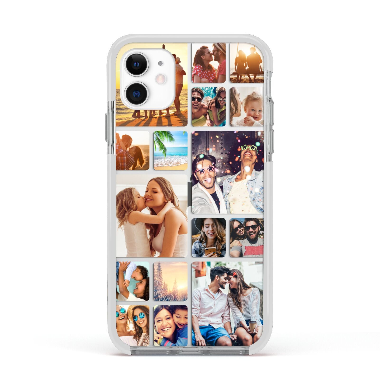Round Edged Photo Montage Upload Apple iPhone 11 in White with White Impact Case