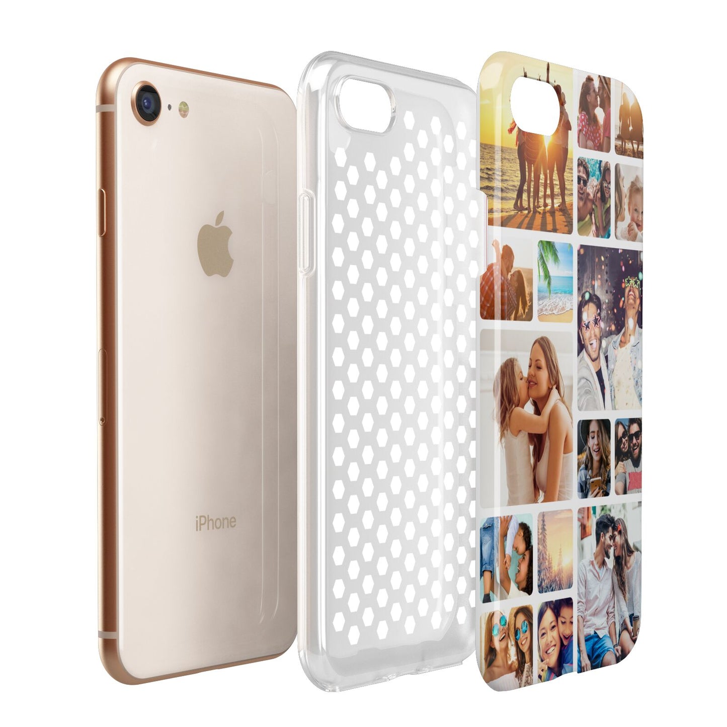 Round Edged Photo Montage Upload Apple iPhone 7 8 3D Tough Case Expanded View