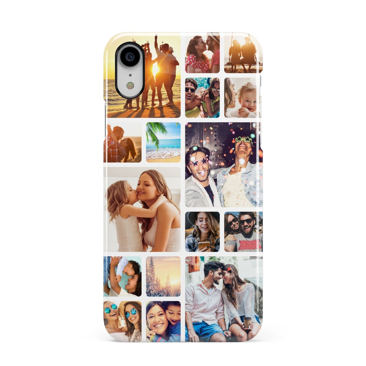 Round Edged Photo Montage Upload Apple iPhone XR White 3D Snap Case