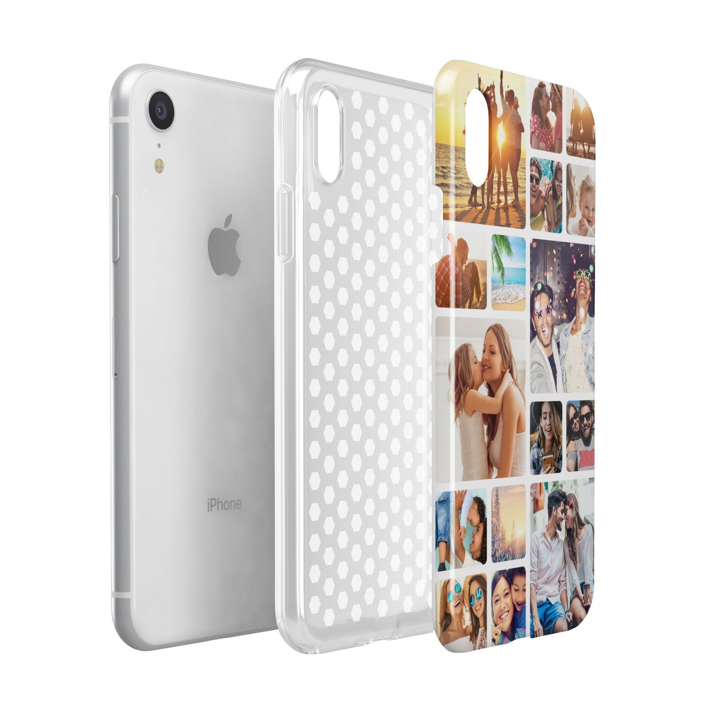 Round Edged Photo Montage Upload Apple iPhone XR White 3D Tough Case Expanded view