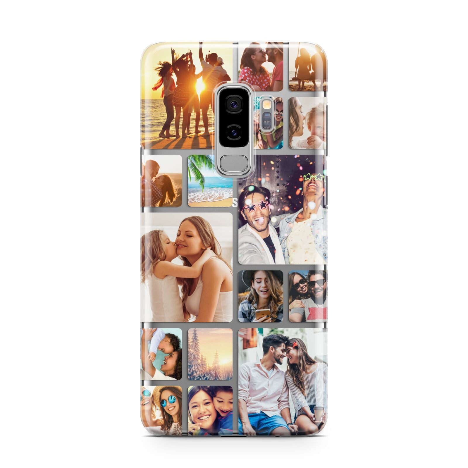 Round Edged Photo Montage Upload Samsung Galaxy S9 Plus Case on Silver phone