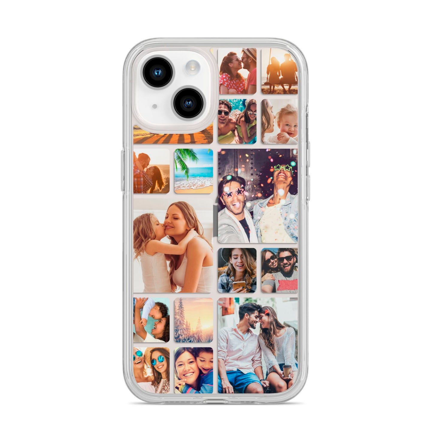 Round Edged Photo Montage Upload iPhone 14 Clear Tough Case Starlight
