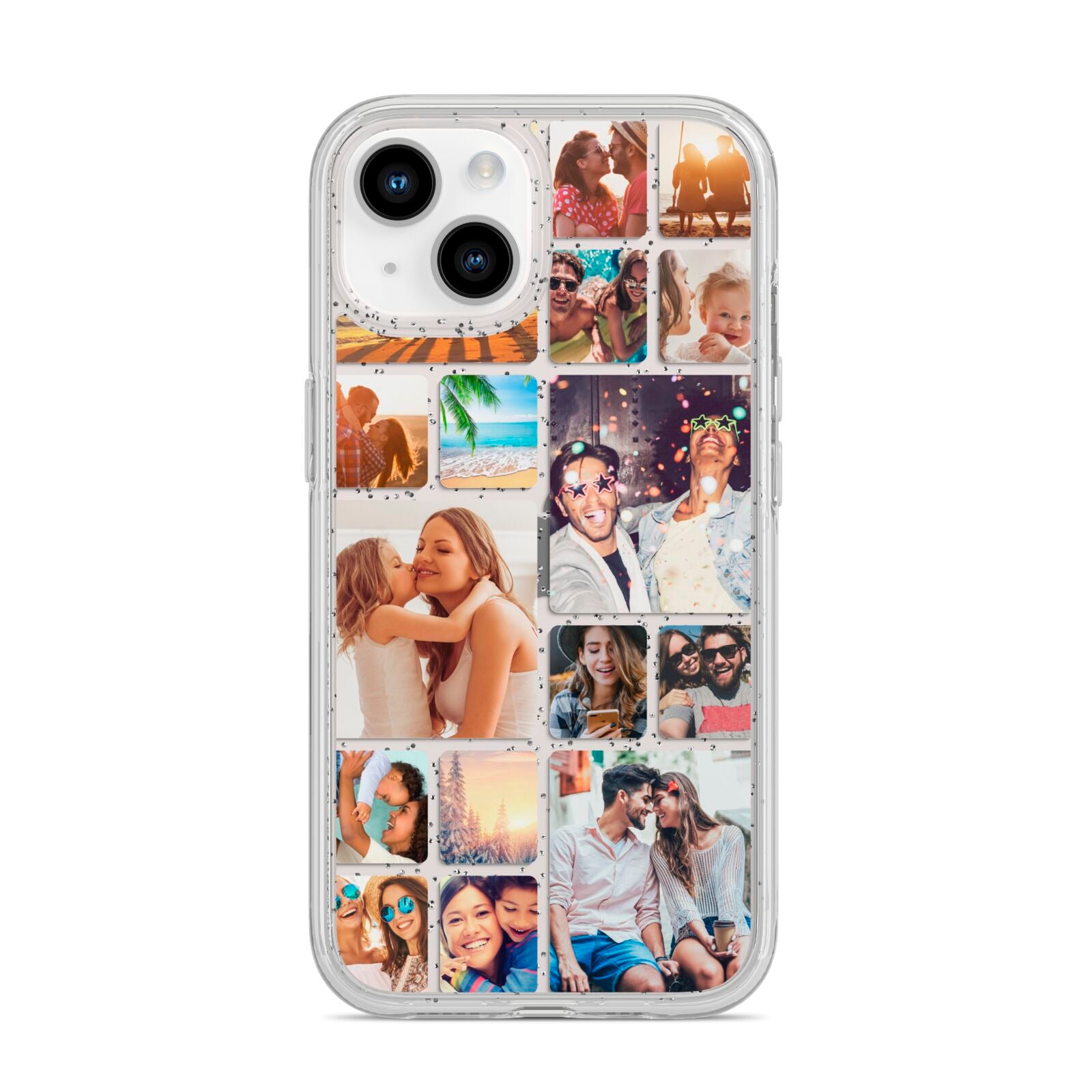 Round Edged Photo Montage Upload iPhone 14 Glitter Tough Case Starlight