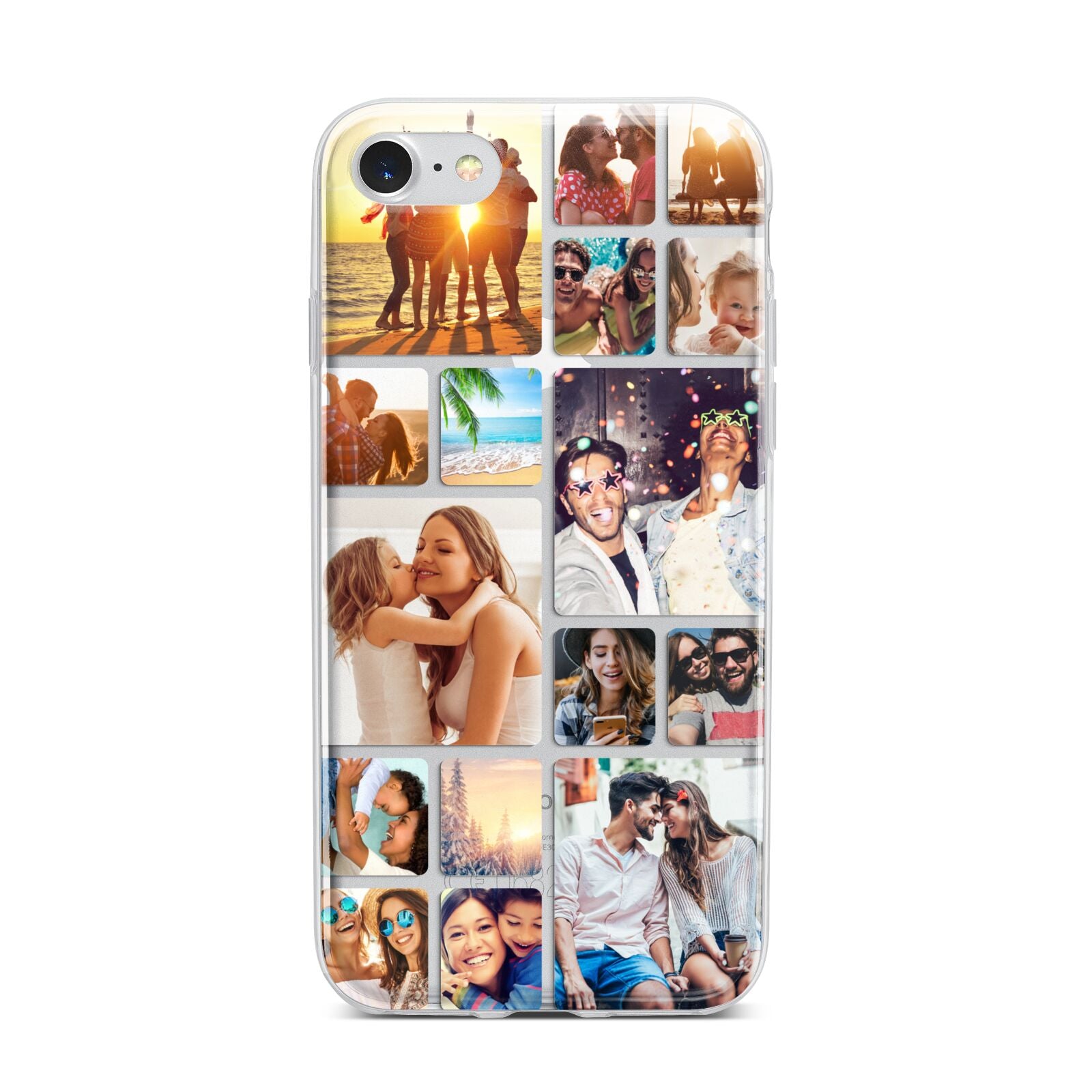 Round Edged Photo Montage Upload iPhone 7 Bumper Case on Silver iPhone