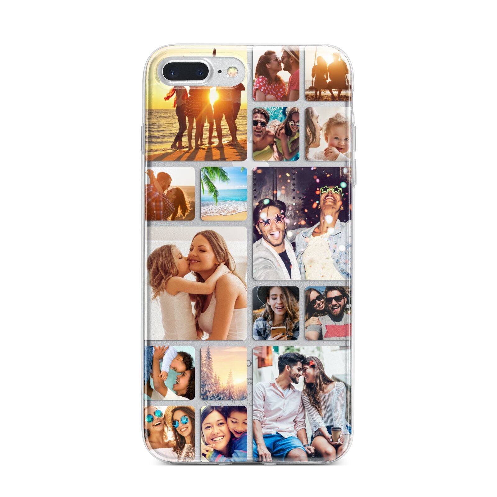 Round Edged Photo Montage Upload iPhone 7 Plus Bumper Case on Silver iPhone