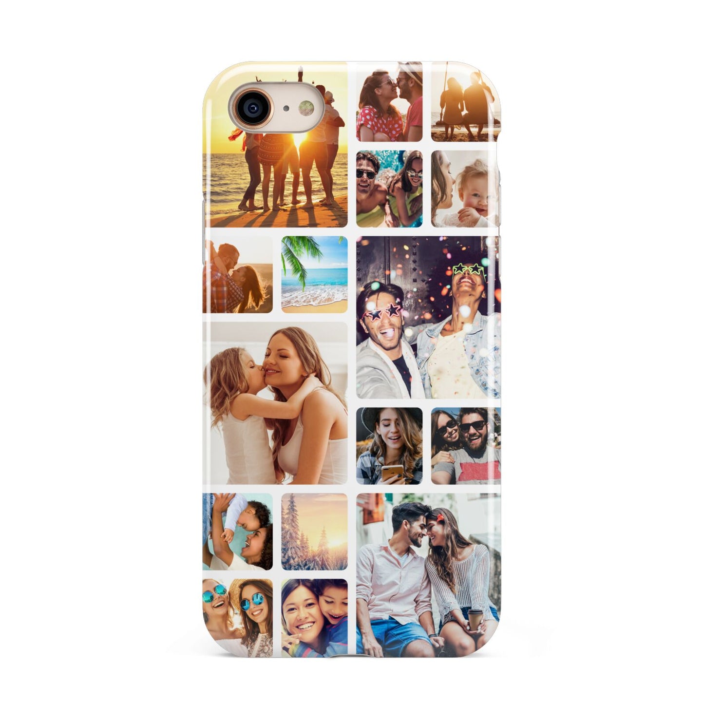 Round Edged Photo Montage Upload iPhone 8 3D Tough Case on Gold Phone
