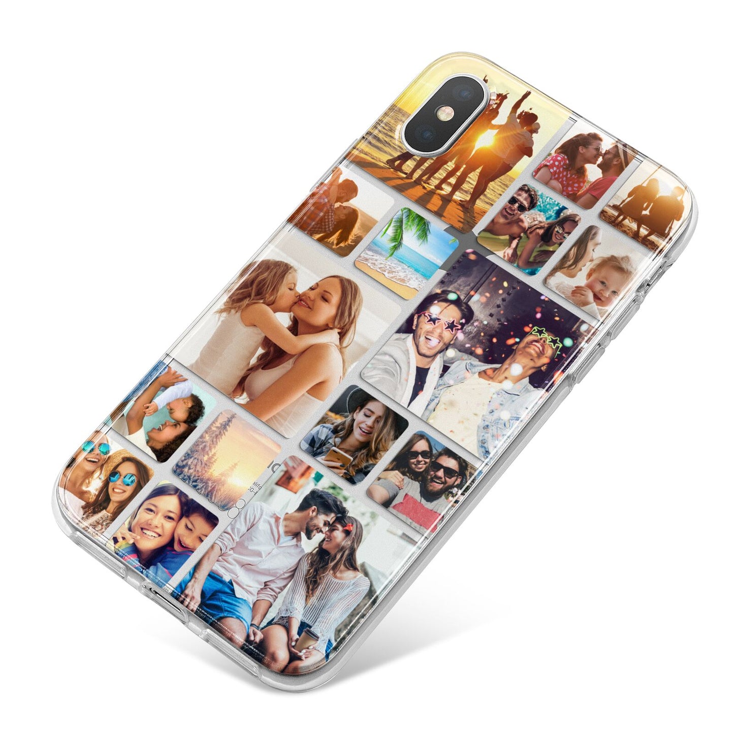 Round Edged Photo Montage Upload iPhone X Bumper Case on Silver iPhone