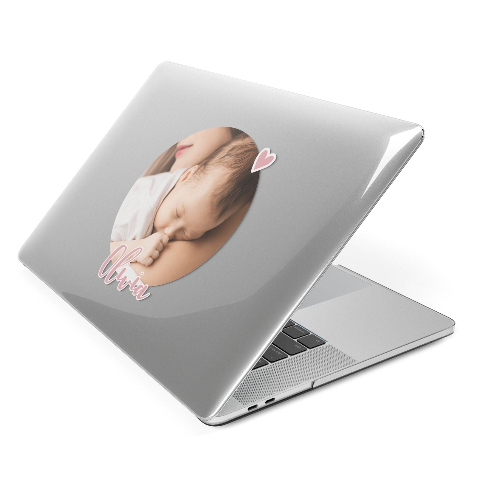 Round Photo Love Upload Apple MacBook Case Side View