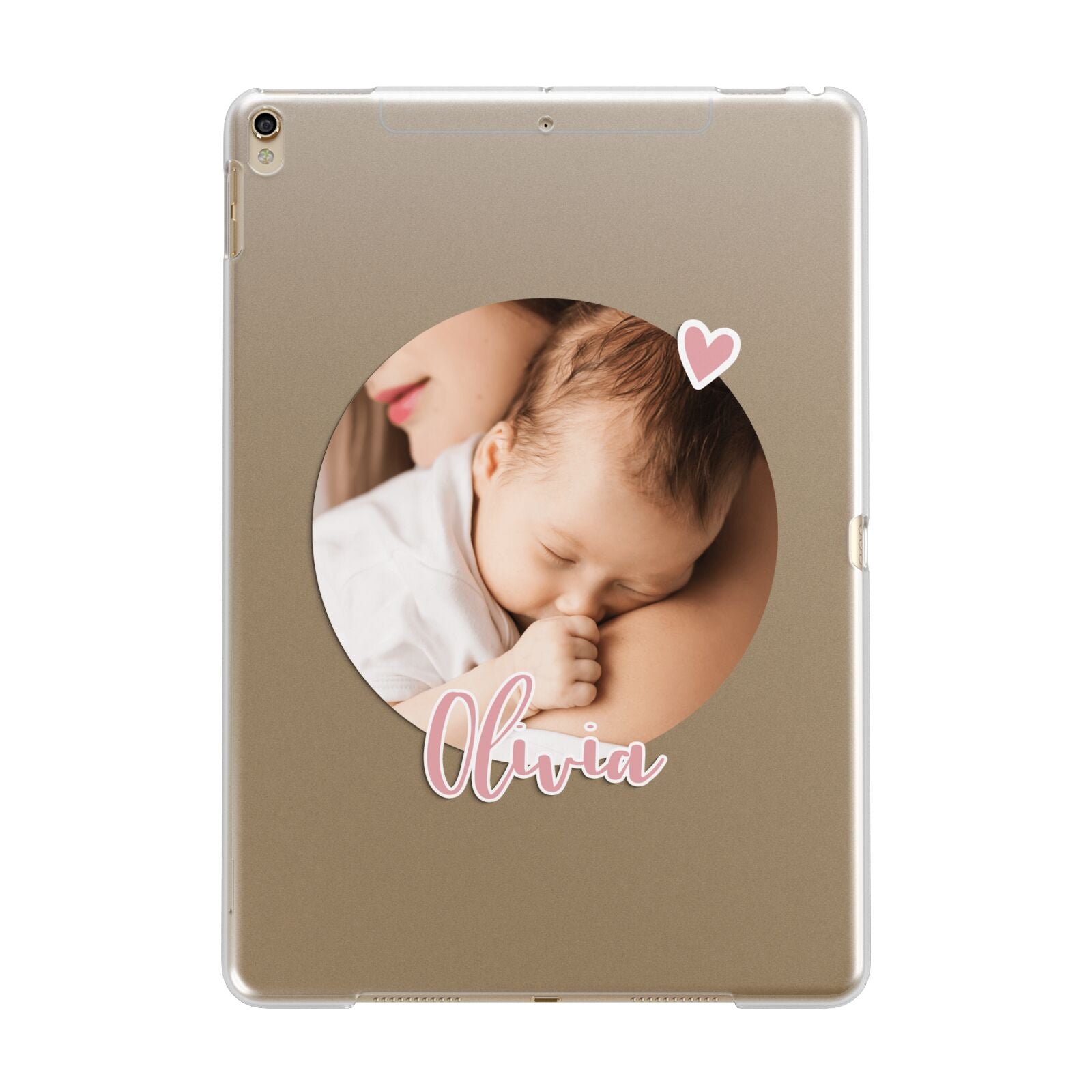 Round Photo Love Upload Apple iPad Gold Case