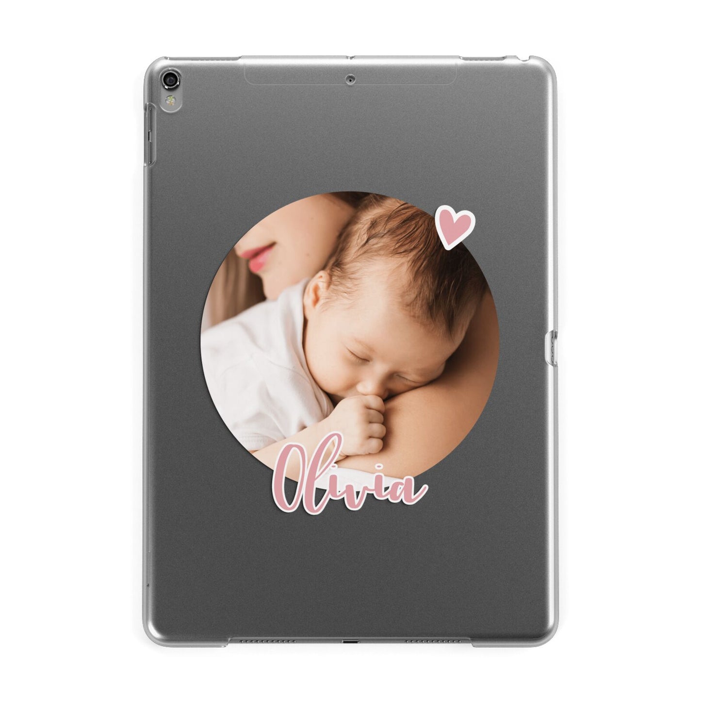 Round Photo Love Upload Apple iPad Grey Case